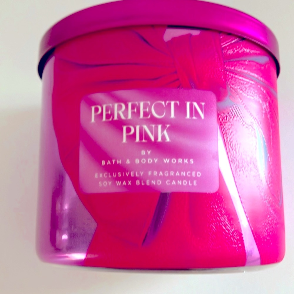 Bath & Body Works PERFECT IN PINK  3 WICK SCENTED CANDLE NWT